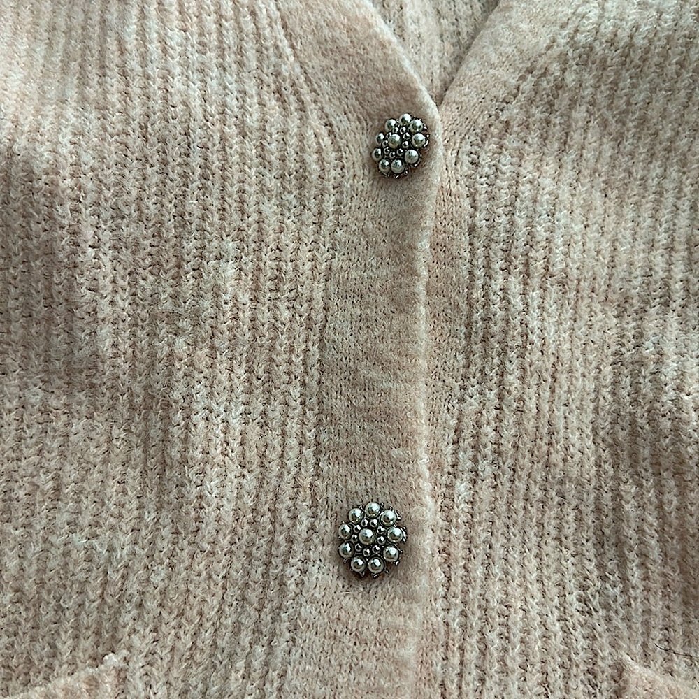 Studio 19 pink Sweater pastel cardigan size Medium - Picture 6 of 7